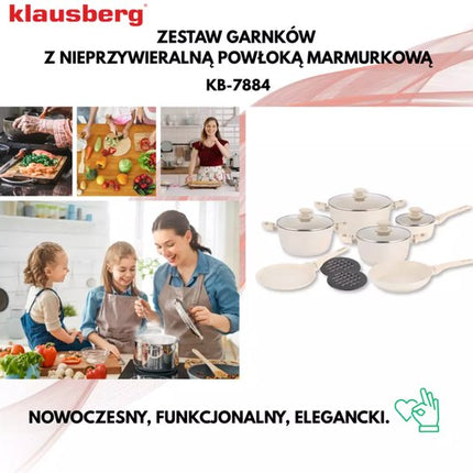 Klausberg - Pannenset - 12-delig - Anti Aanbak Pannen - Aluminium - Inductie Geschikt - Crème