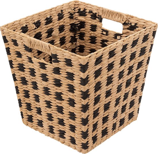 5Five Wicker storage basket - braided - beige/black - 31 x 15 x 1 - Cupboard/bathroom baskets