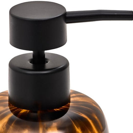 Badkameraccessoireset - Luxe Glazen Badkamer Set - Dotty 400ml Zeeppompje, 11cm Zeepbakje & 9cm Tandenborstelhouder - voor Toilet & Keuken - Bruin