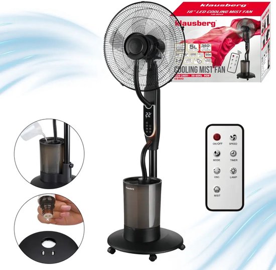 Klausberg staande ventilator met afstandsbediening en timer – Ø 40 cm, zwart – foto 4