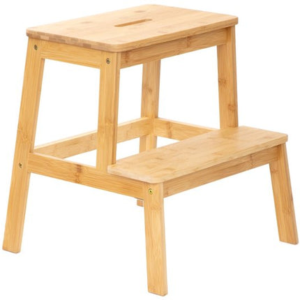 HOMLA - Stapelkruk met trede - Bamboe Natuurlijk - 42.7x40x49.6 cm