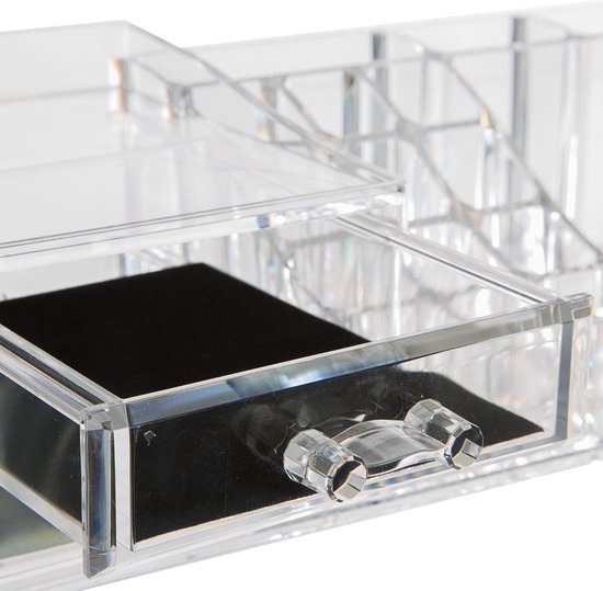 5Five Make-up organizer - 19 vakken en 2 lades - transparant - 30 x 9 cm - kunststof - Nagellak houder - Make-up houder - Organizers