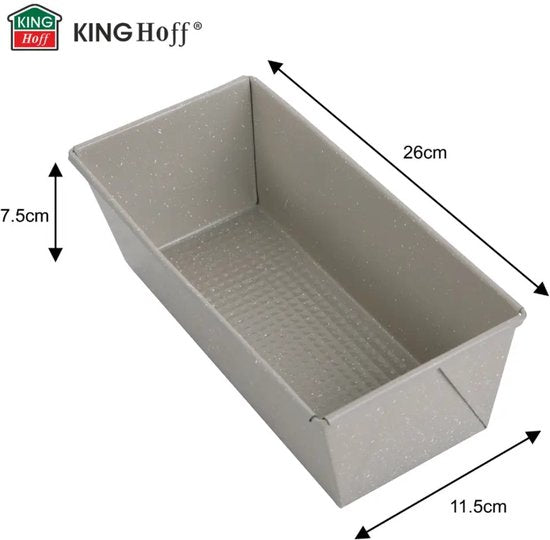 Bakvormen Set - Cakepan - 3-Delig Bakvormen Set - 26 x 11,5 x 7,5 cm Rechthoekige Baktray + Ø12 cm Ronde Cakepan + 27,5 cm Vierkante Bakvorm - Carbon Staal - Marmeren Anti-aanbaklaag - Beige-Grijs