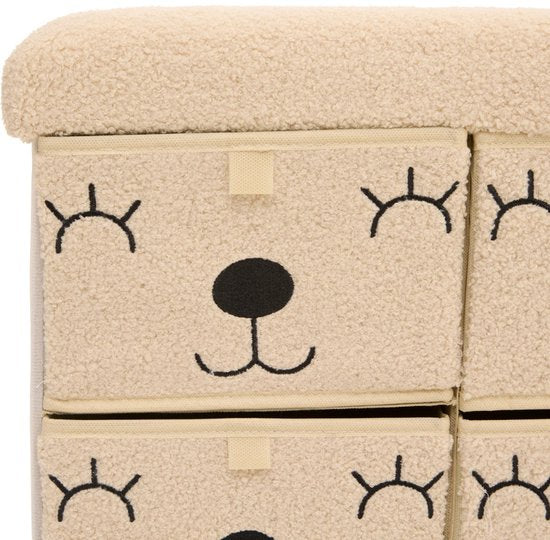 Atmosphera Kids Ezzio Storage Ottoman with 4 Drawers - 39 x 38 x 50 cm - Foldable - Beige