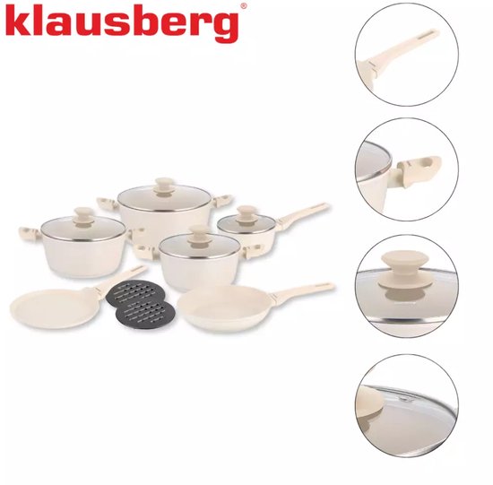 Klausberg pannenset 12-delig crème – aluminium met antiaanbaklaag, inductie – foto 12
