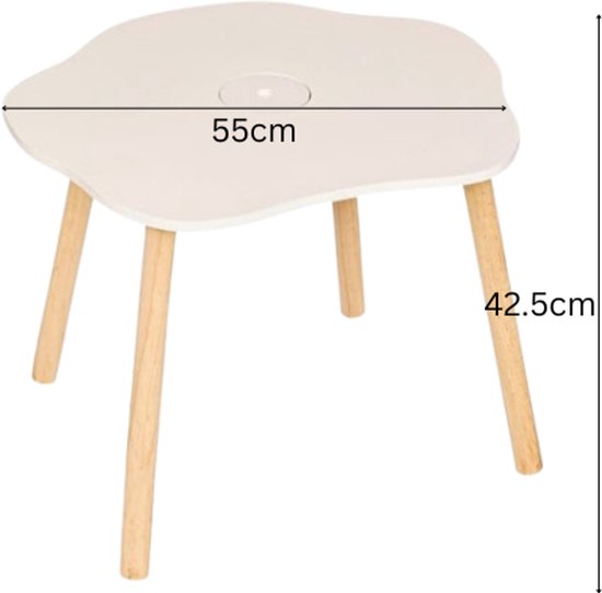 Douceur Organic Kindermeubel - Kindermeubelset - Kindermeubel - 1 Tafel + 2 Stoelen - Set voor Kinderen - MDF & Dennenhout - Wit