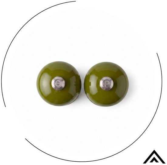 Hage - Manual Pepper and Salt Mills - Salt & Pepper - Ceramic Grinder - Adjustable Coarseness - 100 ml - Ø5.5 x 22 cm - Olive Green