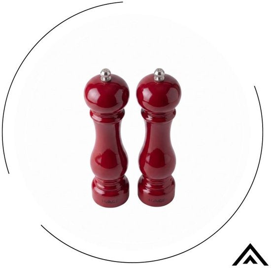 Hage - Handmatige Peper- en Zoutmolens - Peper & Zout - Keramisch Maalwerk - Verstelbare Maalgraad - 100 ml - Ø5.5 x 22 cm - Rood