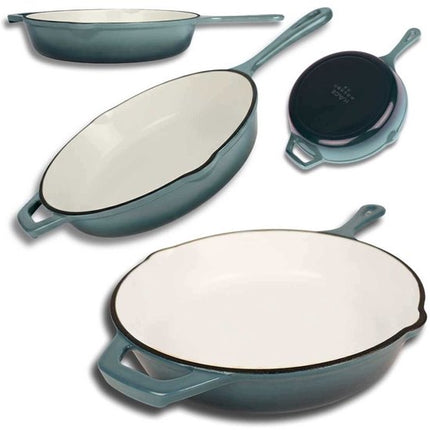 Hage - Koekenpan - Geëmailleerde Gietijzeren Koekenpan - Cast Iron Frying Pan - Geschikt voor Inductie, Gas & Oven - Ø26 cm - Pastel Teal