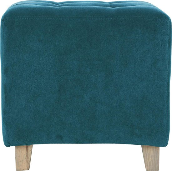Atmosphera sitting stool/side chair/pouffe - wood/fabric - blue velvet - D35 x H35 cm