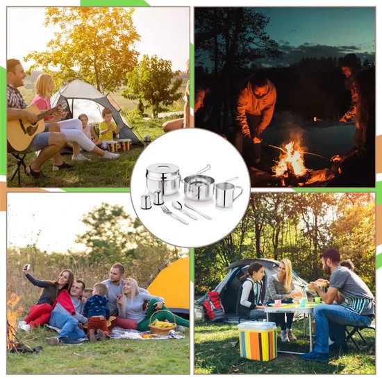 Kinghoff KH-2060 Camping Kookset – 9-delig – RVS