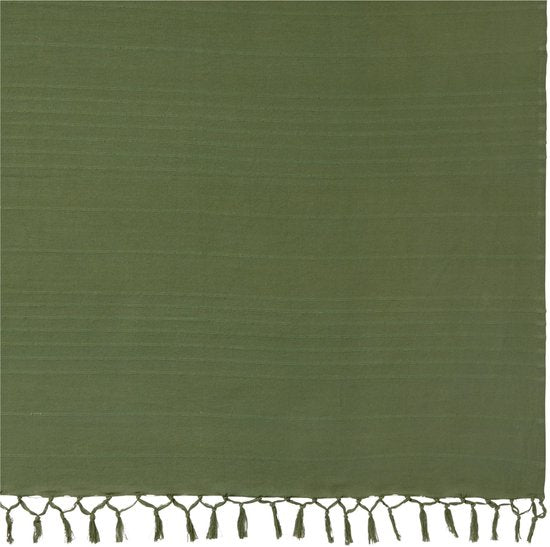 Atmosphera Throw - dark green - 230 x 250 cm - cotton - with fringe - bedspread - throw - blanket