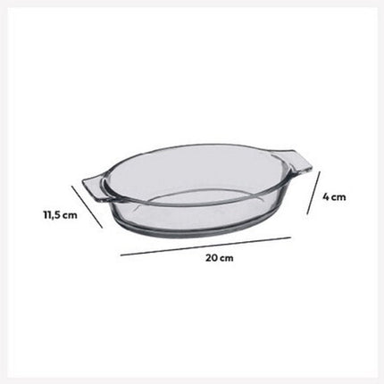 Mini Plat Ovale en Verre 20 x 11 cm - Avec Poignées Intégrées - Plat de Cuisson et Saladier - Verre - Plat en Verre - Petit