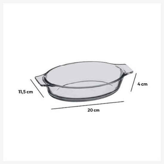 Mini Plat Ovale en Verre 20 x 11 cm - Avec Poignées Intégrées - Plat de Cuisson et Saladier - Verre - Plat en Verre - Petit