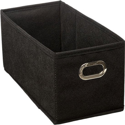 5Five Opbergmand/kastmand - Set van 2x stuks - zwart - linnen - 7 liter - 31 x 15 x 15 cm - Opbergbox - Vakkenkast manden