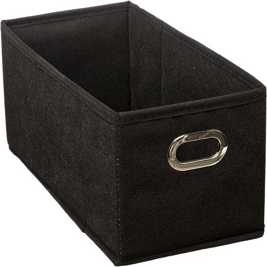 5Five Storage basket / cupboard basket - Set of 2 pieces - black - linen - 7 liters - 31 x 15 x 15 cm - Storage box - Cube storage baskets