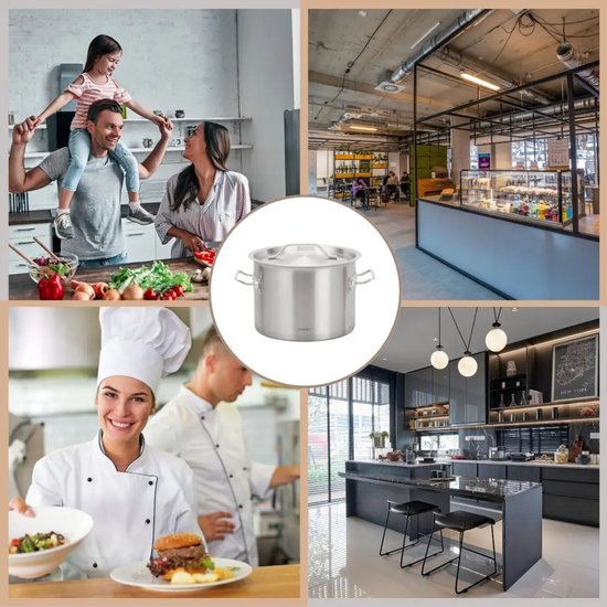 Cooking Pot - Large Soup Pot - Stockpot with Lid - for Soup, Pasta & Stews - Induction Suitable - 9L - Stainless Steel - Ø25 x 18 cm - Silver