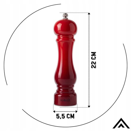 Hage - Rode Keukenset - 3 L Gietijzeren Kookpan met Deksel - 22 cm - Handmatige Zout- en Pepermolens - Set van 2 - Keramisch Maalwerk - Geëmailleerd - Inductie - Oven