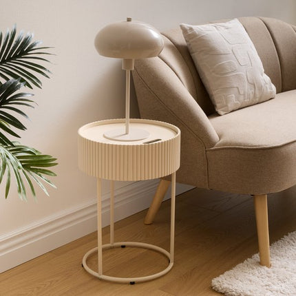 Atmosphera Juna Bijzettafel met opbergruimte - Ø33xH48cm - Beige