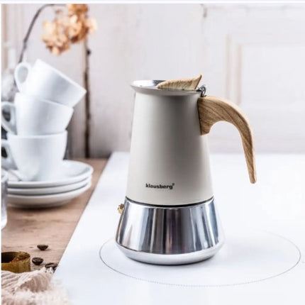 Klausberg Espresso Koffiemaker - 200 ml Inductie – RVS – KB-7994 Beige