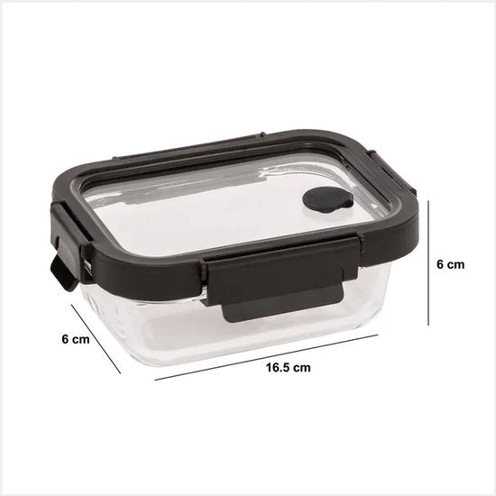 Vershoudbakjes glas set van 3 – meal prep bakjes 370 ml met zwart klikdeksel – foto 3
