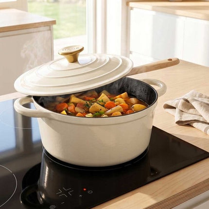 HAGE Gietijzeren Emaille Pan 26cm 5L Crème