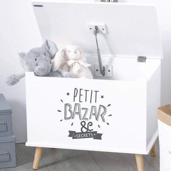 Aufbewahrungskiste aus Holz für Kinder – praktisch und dekorativ – Farbe Grau und Weiß