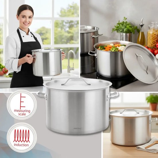 Kinghoff grote kookpan 27 liter met deksel – RVS soeppan Ø 38 cm, inductie – foto 6