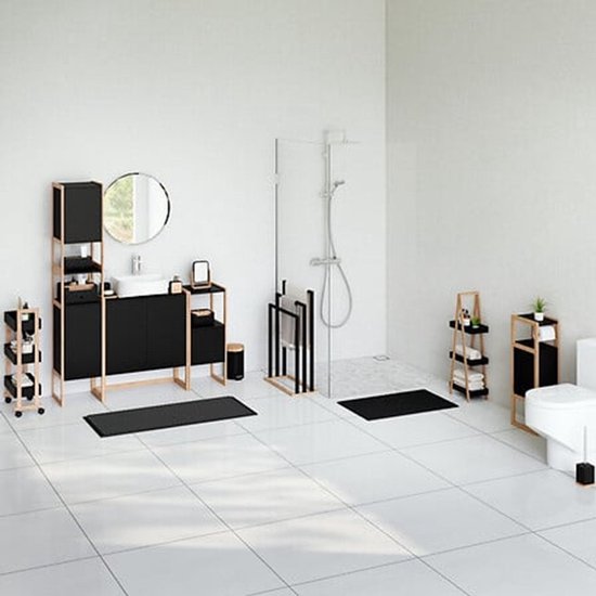 Toiletrolhouder Natureo met Reserverolhouder 33x20x80cm - Zwart/Bruin