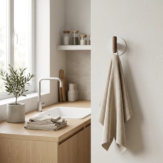 5Five Cassie Self-Adhesive Wall Hook - Set of 2 pieces - 7 x 5 x 8 cm - Brown / Beige