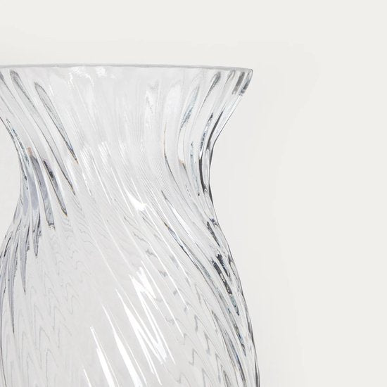 Homla - Vase - Flower Vase - Modern Decorative Vase - Ribbed Glass Vase - Fluted Design for Fresh & Dried Flowers - Ø12 x 20.5 cm - Transparent