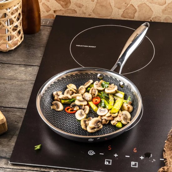 Klausberg 9022 - Frying pan, non-stick coating with honeycomb structure - 24 cm - 3-ply - 304 stainless steel - PFOA-free