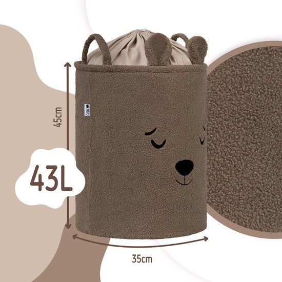 SIPO Speelgoedmanden Bouclé – Set van 2 – Beer Design – 43 L – Bruin/Grijs