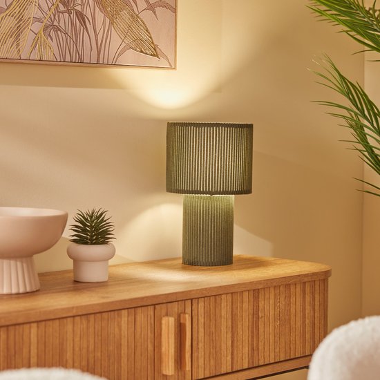 Atmosphera Jolina Corduroy Table Lamp - Ø17xH28 cm - Green