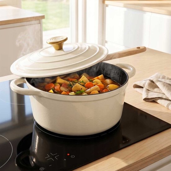 HAGE Gietijzeren Emaille Pan 24 cm 4L - Cream