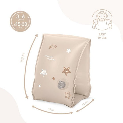 Sipo - Zwembandjes Kinderen - Set van 2 - Opblaasbare Zwemvleugels - voor 3-6 Jaar - Zwemhulp voor Zwemles & Zwembad - Dubbele Luchtkamers - Veilig Zwemaccessoire - 15-30 kg - 18.5 x 15 x 13 cm - Beige