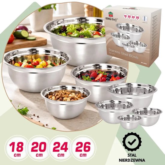 Kinghoff KH -2059 Edelstahlschüsseln – 4er-Set – Ø 18-26 cm