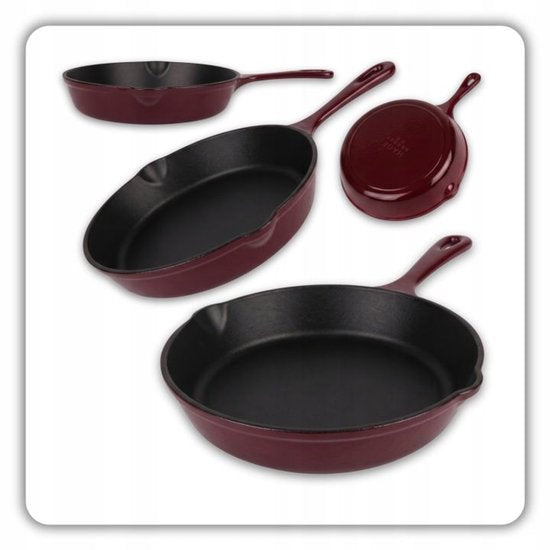 Hage - Frying Pan - Enameled Cast Iron Frying Pan - Cast Iron Frying Pan - Suitable for Induction, Gas & Oven - Ø20 x 4.5 cm - Purple