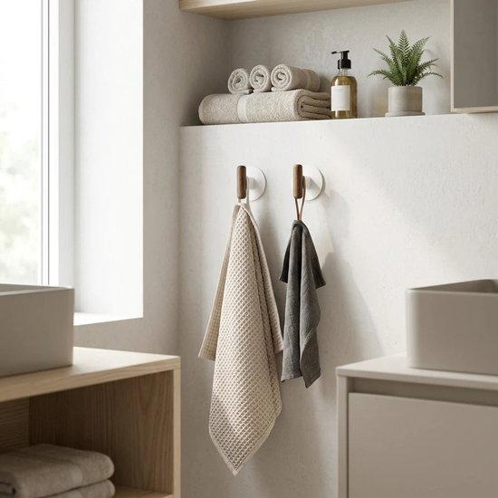5Five Cassie Self-Adhesive Wall Hook - Set of 2 pieces - 7 x 5 x 8 cm - Brown / Beige