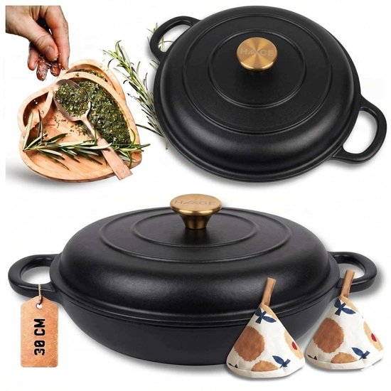 Hage Lage Cast Iron Casserole with Lid – 3 L – Matte Black