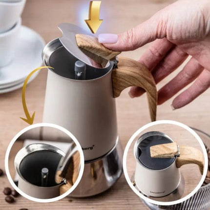 Klausberg Espresso Koffiemaker - 200 ml Inductie – RVS – KB-7994 Beige