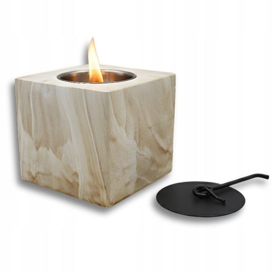 Hage - Bio Fireplace - Bio-ethanol Tabletop Fireplace - Smokeless Freestanding Bio Fireplace - For Indoor, Garden & Patio - 10 x 12 cm - Marble Look