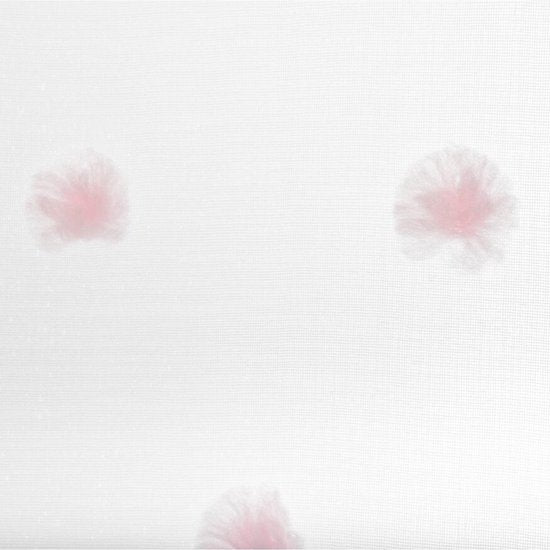 Curtain With Pom-pom - White - Pink - 140 x 240 cm