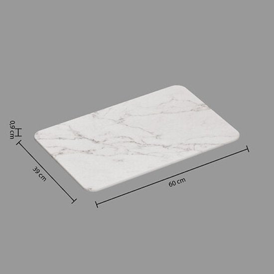 Diatomeenerde-Badematte - Schnelltrocknende Badezimmermatte - Rutschfeste Stein-Badematte - Saugfähige Duschmatte - Langlebige Diatomeenerde-Badematte - 60 x 39 cm - Weiß