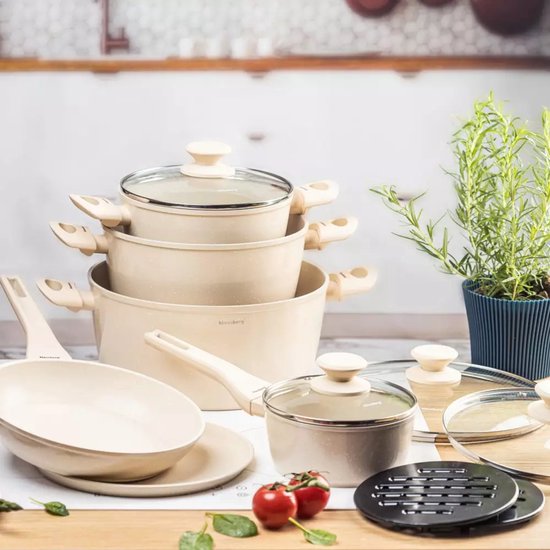 Klausberg pannenset 12-delig crème – aluminium met antiaanbaklaag, inductie – foto 11