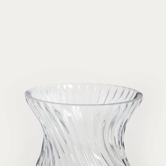 Homla - Vase - Flower Vase - Modern Decorative Vase - Ribbed Glass Vase - Fluted Design for Fresh & Dried Flowers - Ø12 x 20.5 cm - Transparent