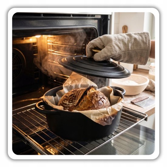 Hage - Geëmailleerde Gietijzeren Stoofpan - Braadpan met Deksel - Geschikt voor Inductie, Gas & Oven - Kookpot voor Braden, Stoven en Bakken - Inclusief Pannenhouder & Handbeschermers - 4L - Ø24 cm - Mat Zwart