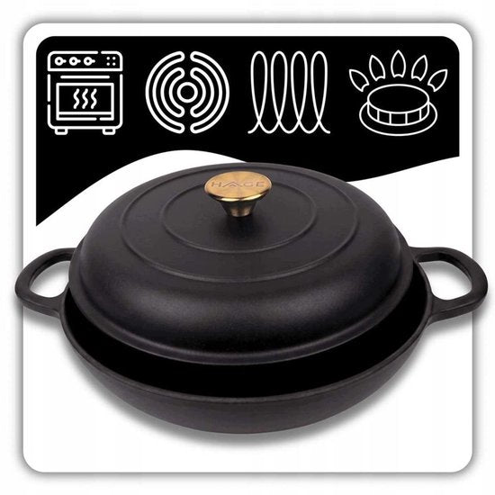 Hage Lage Cast Iron Casserole with Lid – 3 L – Matte Black