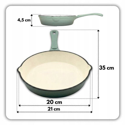 Hage - 3-Delig Keukenset - Gietijzeren Ovenschaal - Braadschaal 3,5 L - Geëmailleerde Bakvorm - Ovenschaal voor Vlees en Ovenschotels - Gietijzeren Braadslede - Rechthoekige Bakvorm - Ovenbestendig - Warmtebehoud - Pastelblauwgroen