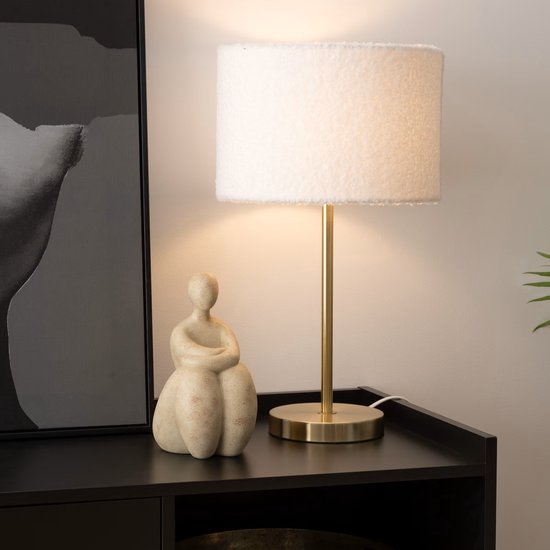 Atmosphera Tina Table Lamp - 28 x 28 x 49 cm - White / Gold